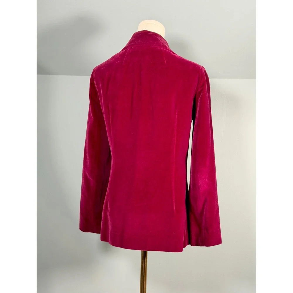 Vintage 1970s Vintage Velvet Blazer Raspberry Red 70s Fall Jacket Size Medium